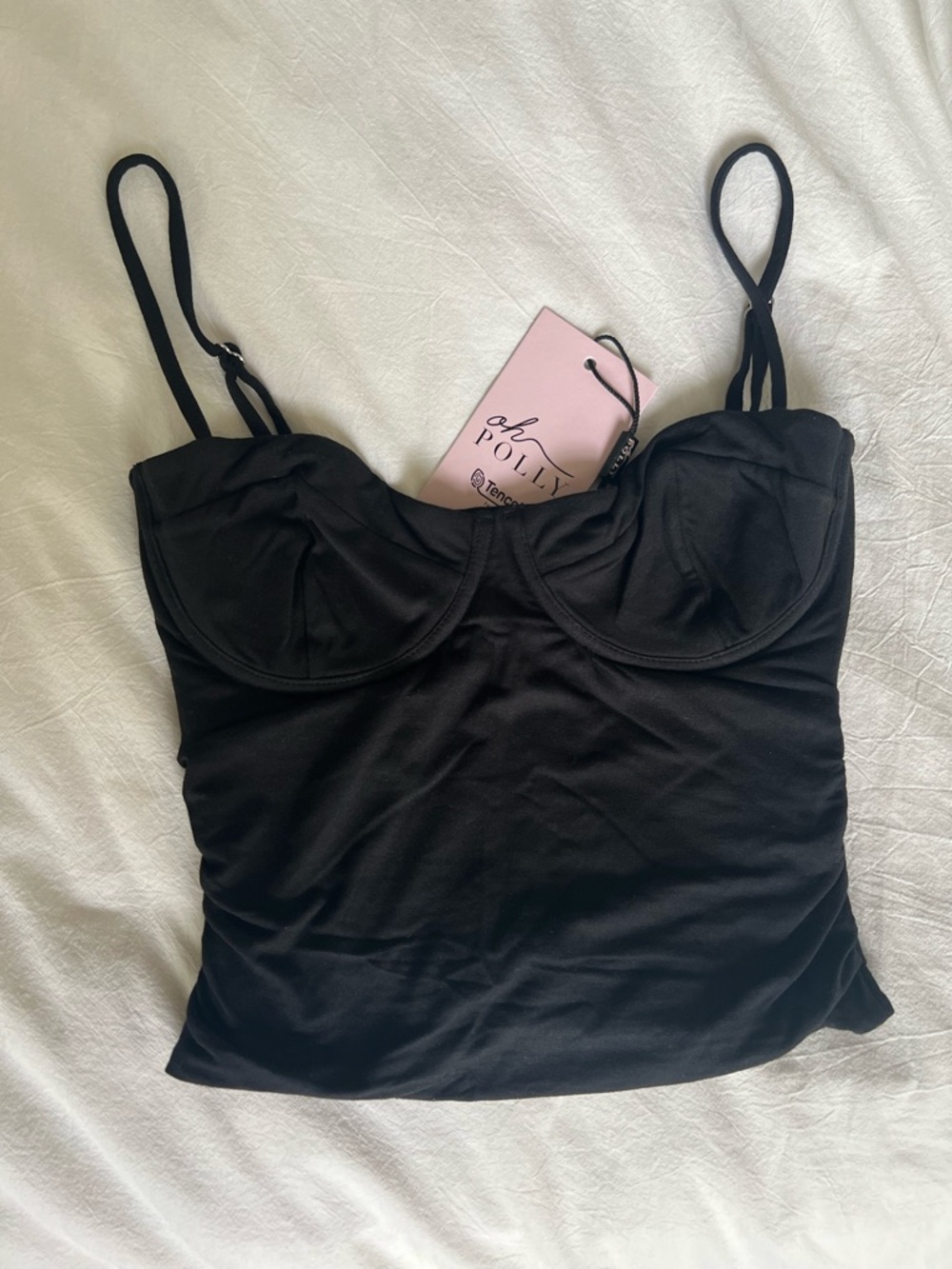 Oh Polly Mirelle Modal Underwired Camisole Ruched Top in Black Size S - Picture 2 of 6